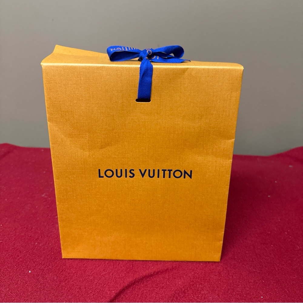 LOUIS VUITTON Empty BAG 8.5Hx 6”W X 3”Width Self Adhesive Closure Blue Ribbon